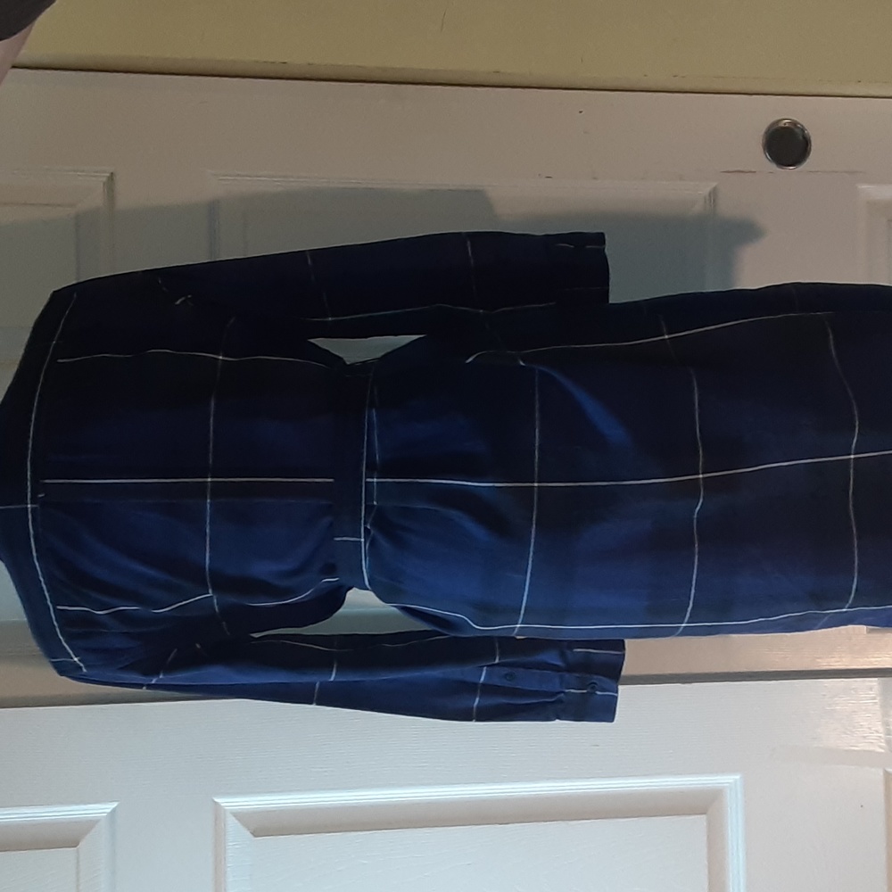 GAP Navy Plaid Shirt Dress Tie Waist – Size Small - Picture 4 of 7
